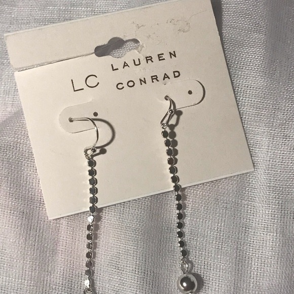 Lauren Conrad Linear Drop Earrings in Silver - Picture 4 of 4